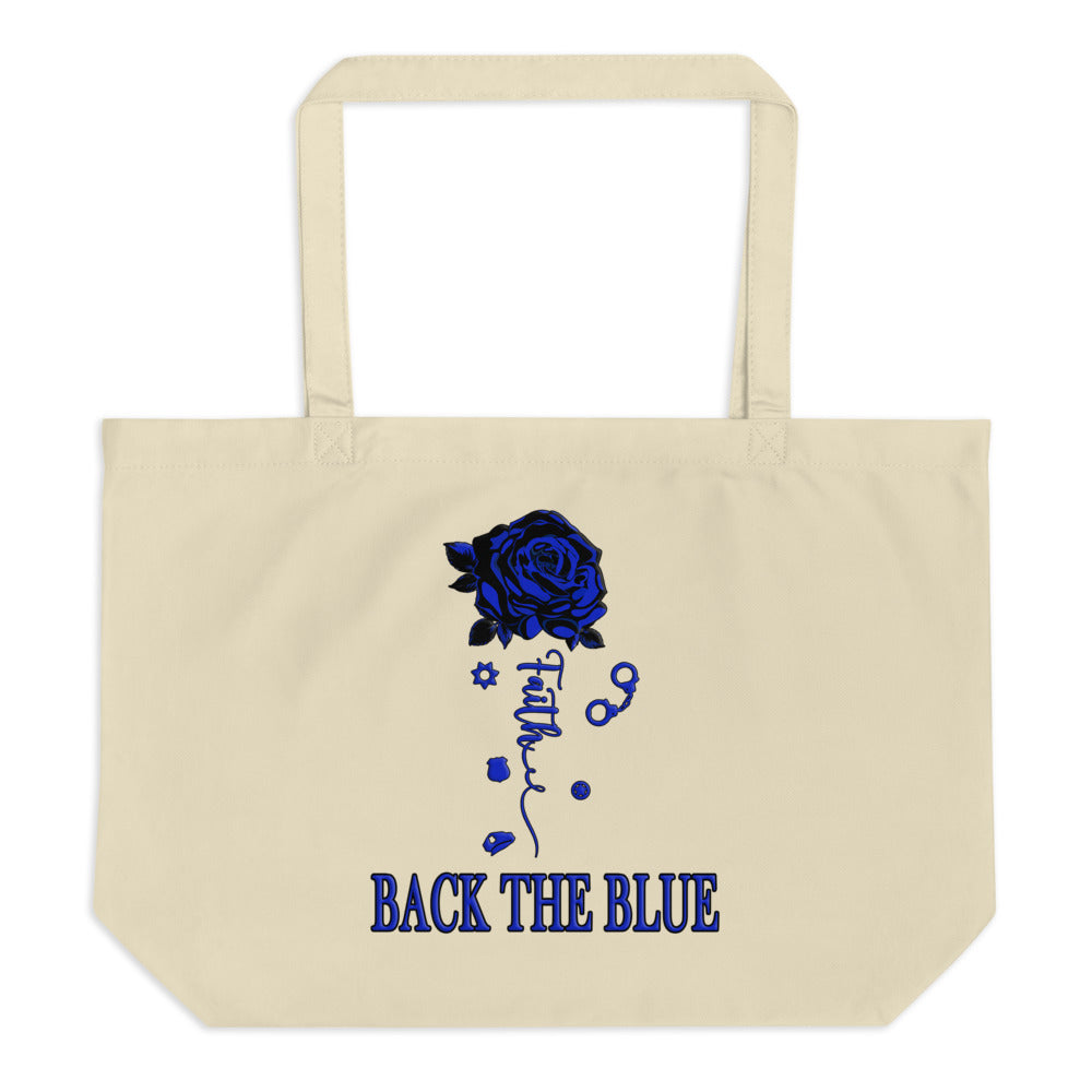 Back the Blue Large organic tote bag