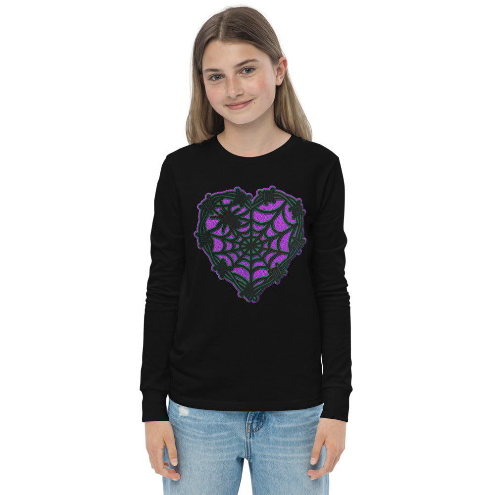 Halloween Spider web youth  long sleeve tee