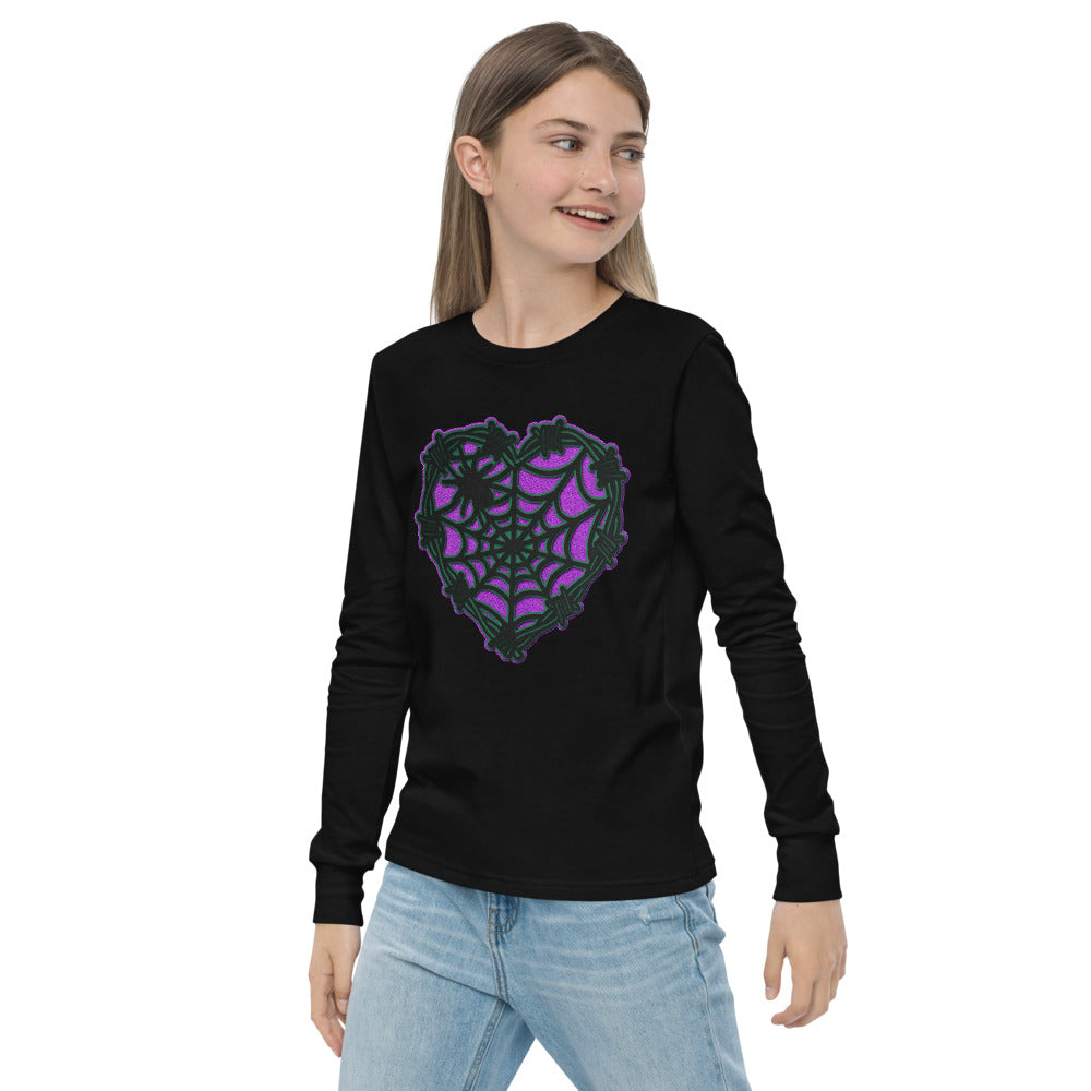 Halloween Spider web youth  long sleeve tee